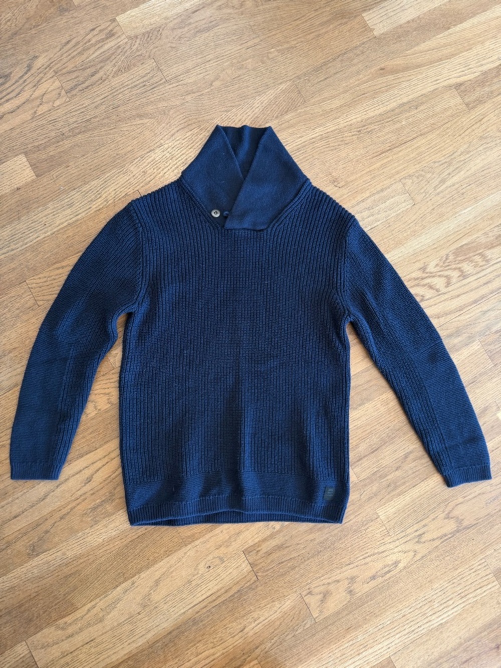 ZARA Kids Boys Navy Dark Blue Shawl Collar Sweater Pull
-Over Top size 10